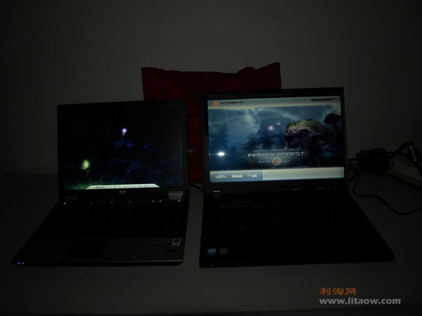 在这里屏幕亮度6930<T61p，显示效果T61p胜出